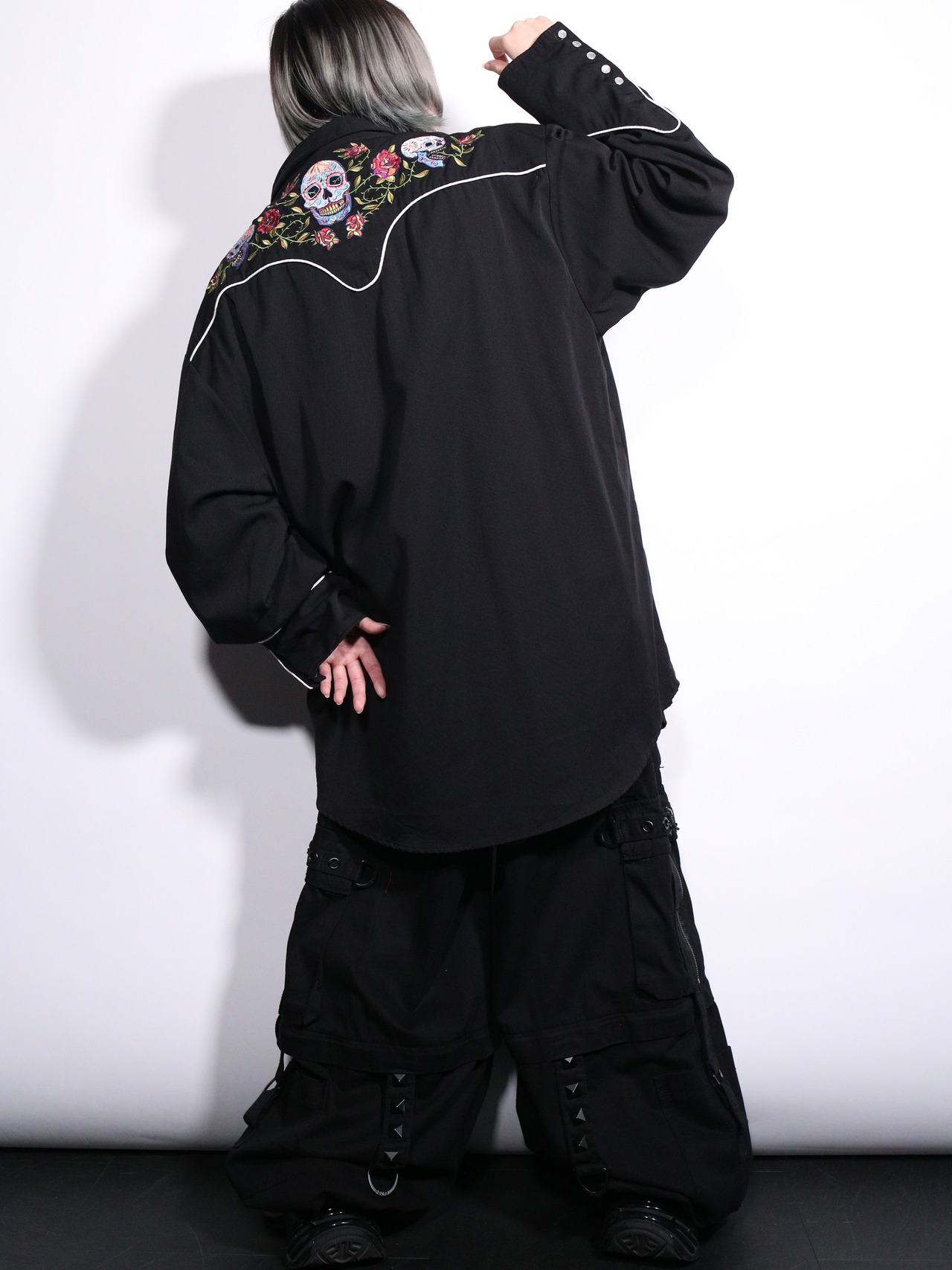 sugar skull embroidery western shirt - 6