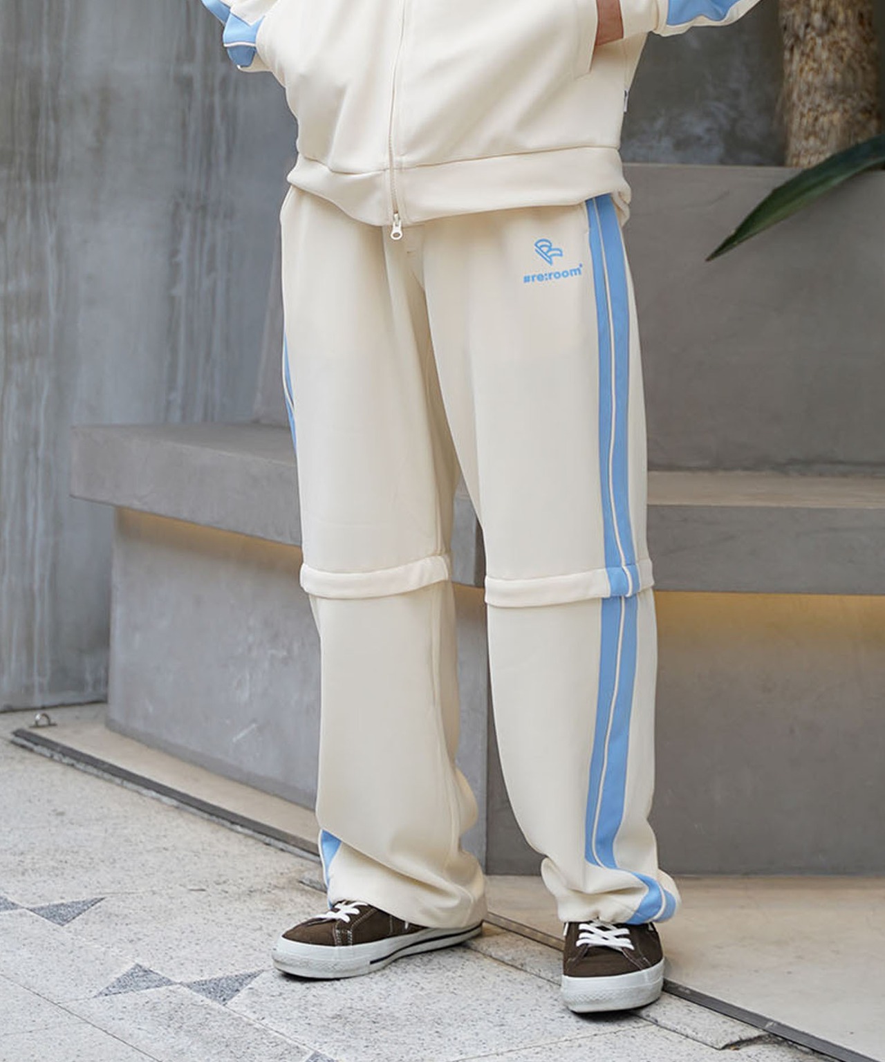 【#Re:room】SIDE LINE 2WAY WIDE TRACK PANTS［REP227］