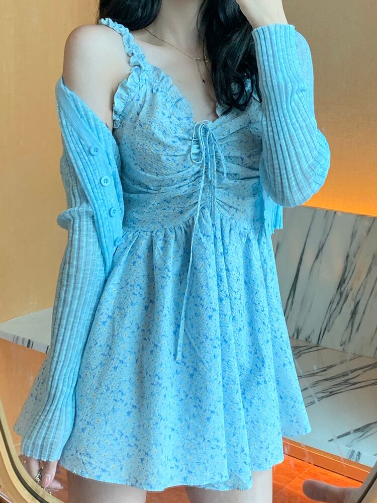 レースカラードレス サマー薄手スカート 夏物 ビッグFスモールZ韓国16910138012