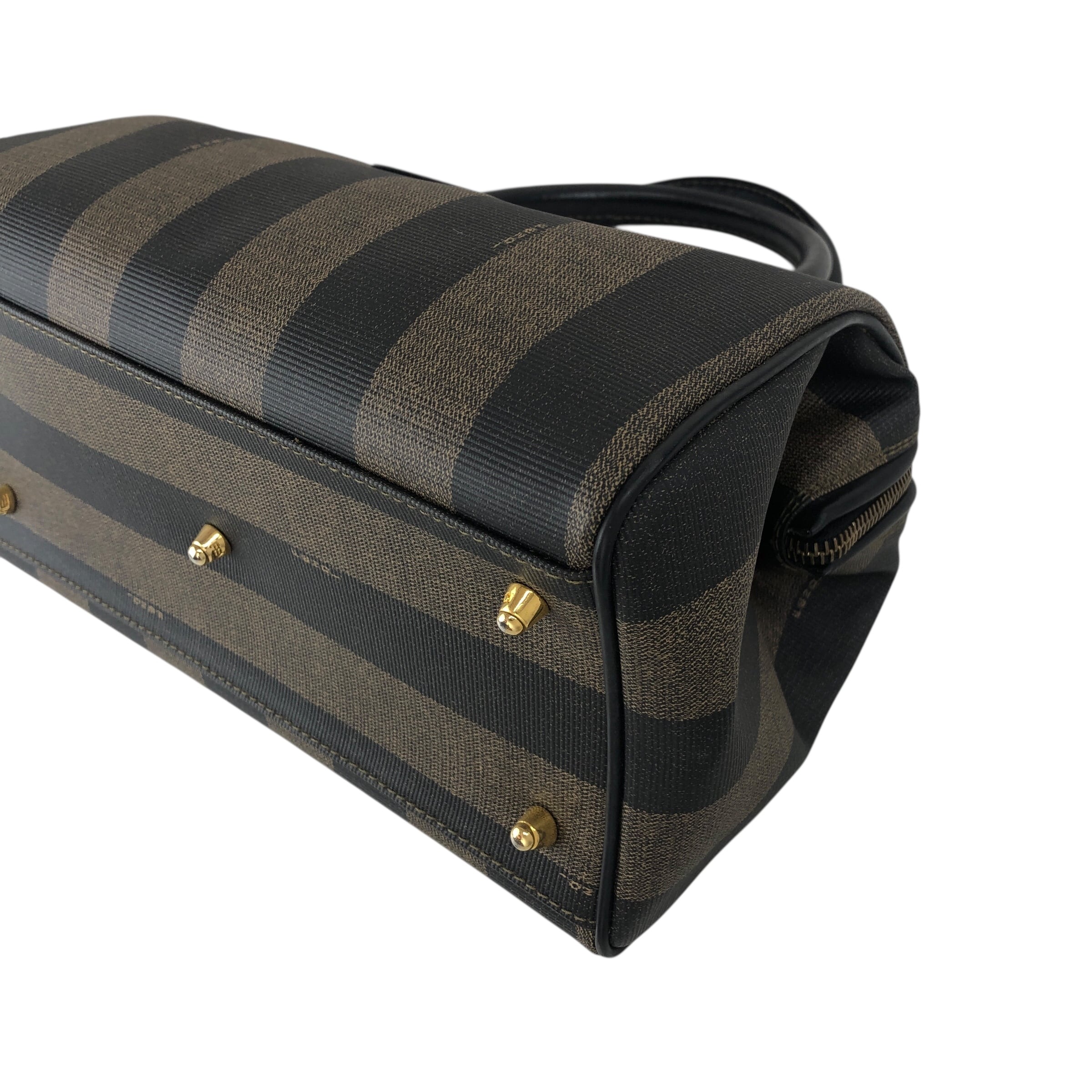 FENDI フェンディ ペカン柄 ハンドバッグ ブラック PVCレザー 2WAY