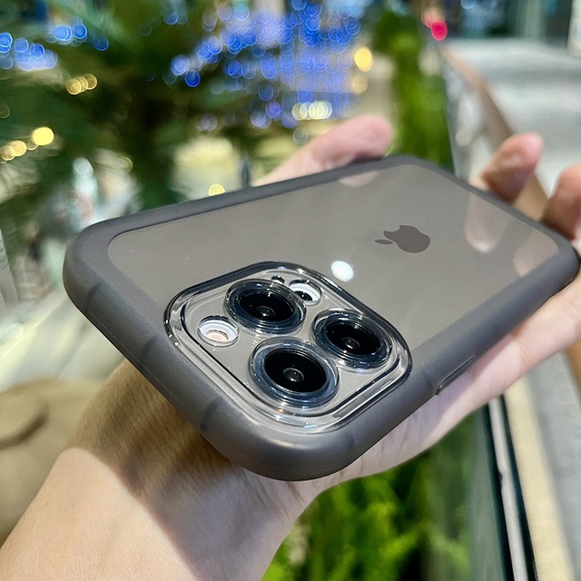 【iPhone15対応】シンプルで飽きない◎耐衝撃 エアクッション フレーム 6色から選べる カラークリアケース カメラ保護 ユニセックス スマホケース ND-15147