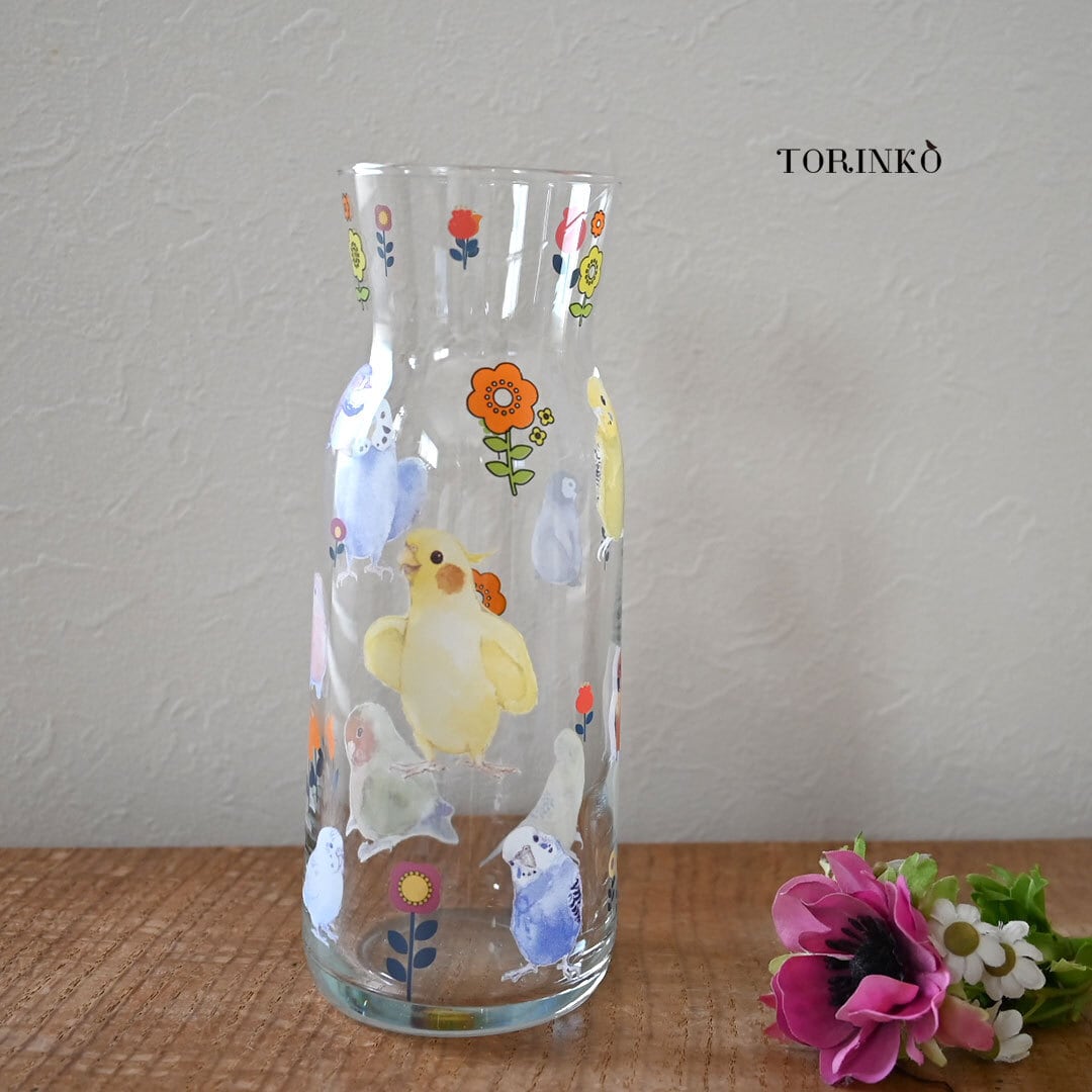 ウロコインコとお花 大サイズ お皿 | TORINKO