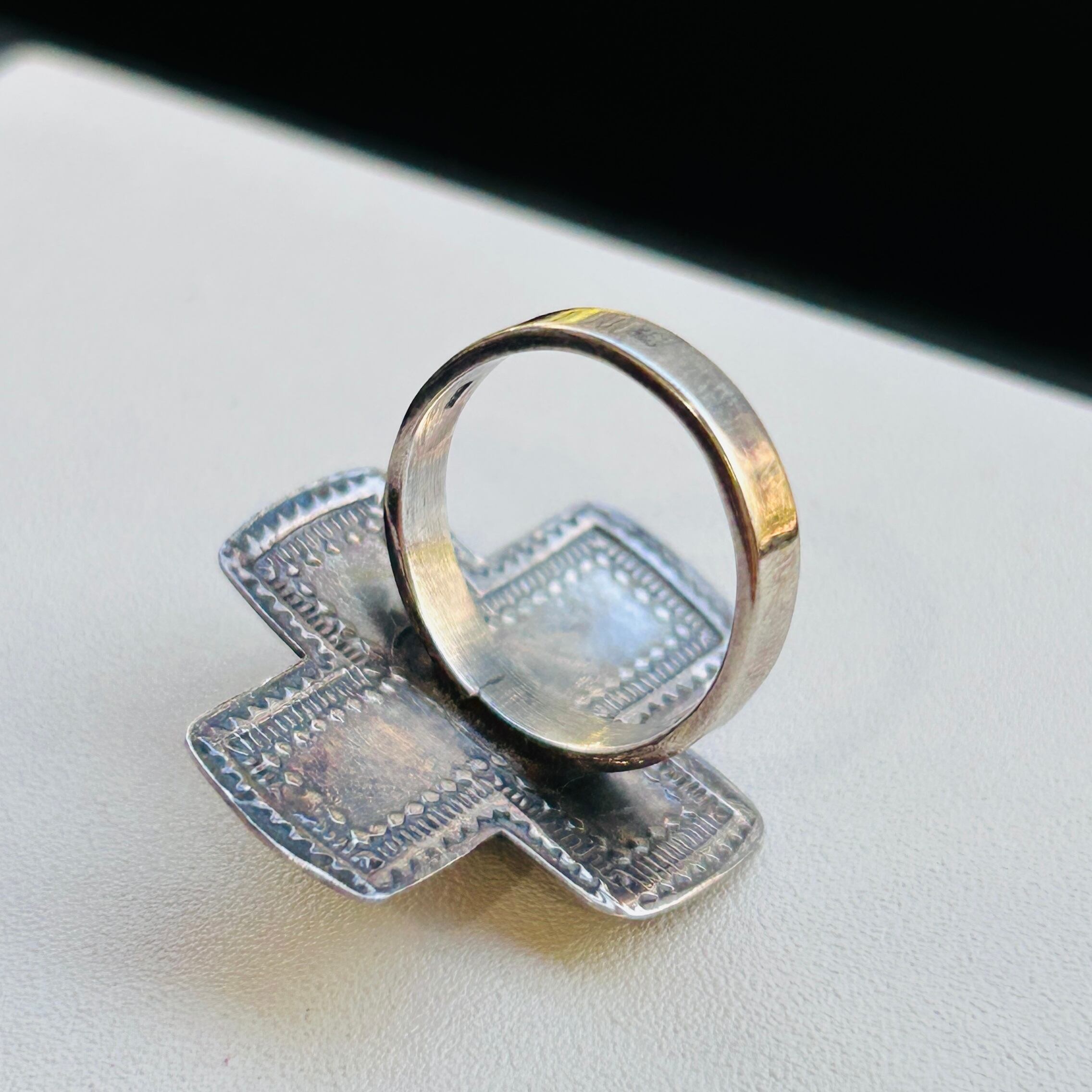 90s A&G silver925×18k クロスポイントリング Silver925☆7輪の揺れる