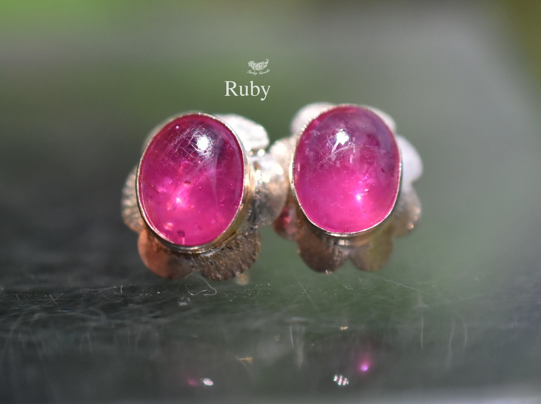 ピンクシラー★ルビー シルバーピアス1255