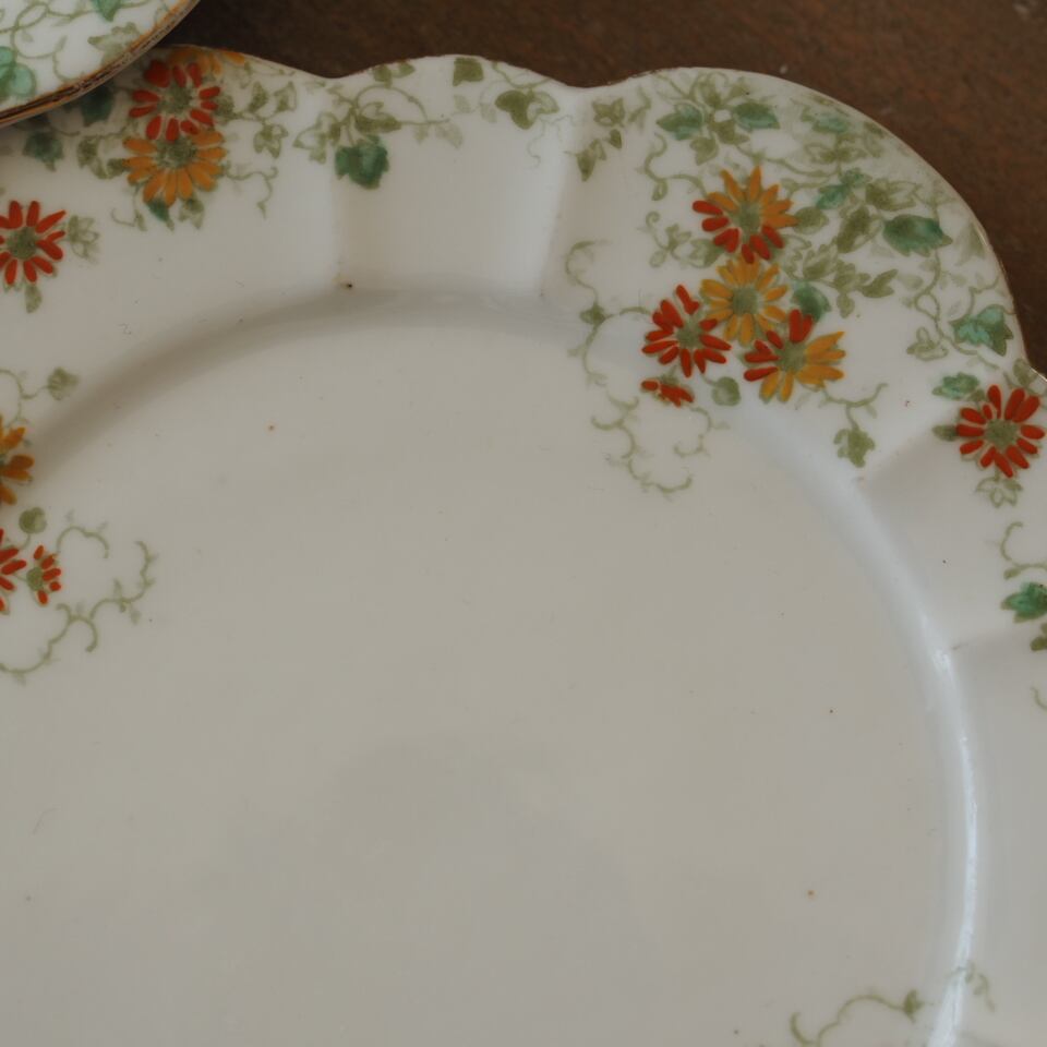 英国Shelley（シェリー） オレンジ・デイジー柄 プレート3枚 F1