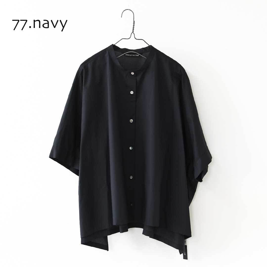 mizuiro ind [ミズイロ インド] half slv stand collar wide shirt [2