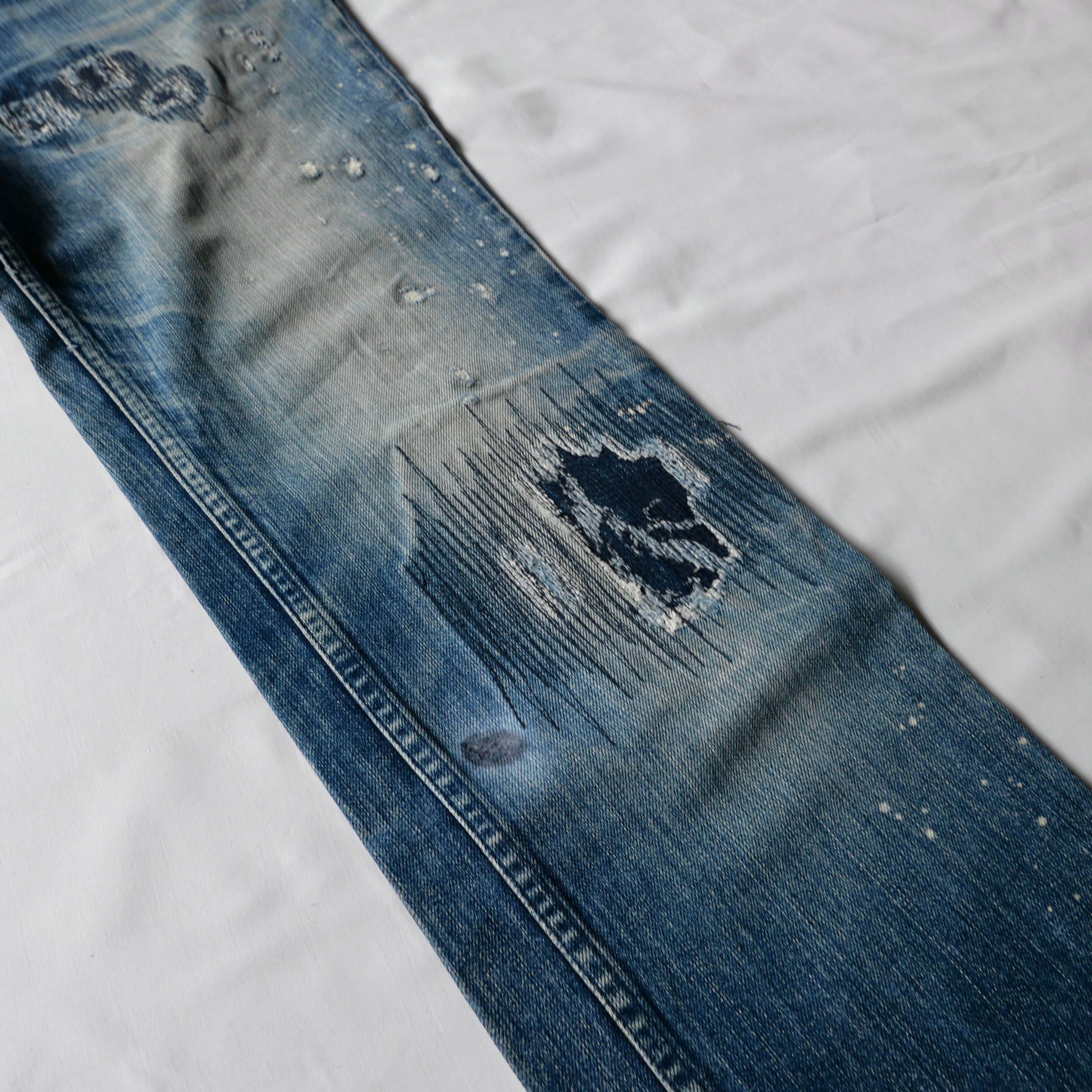 NUMBER (N)INE 2001AW STANDARD期 GRANGE REPAIR DENIM PANTS