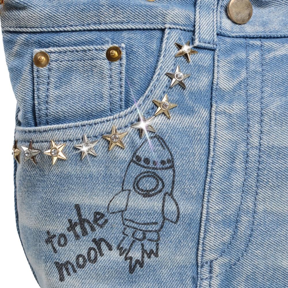 デニムリメイク風 スタッズバッグ S ライトブルー | vita brillare