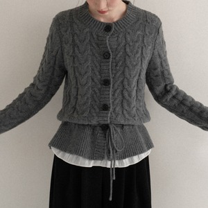 waist drawstring knit cardigan　J00437