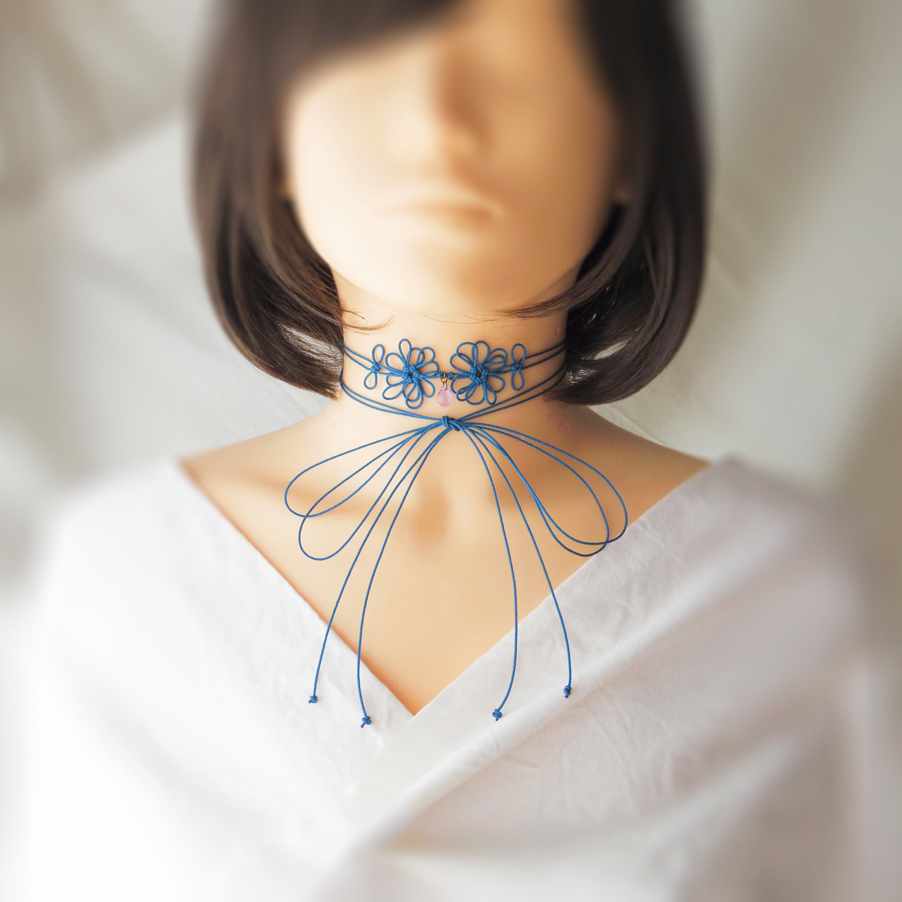 飾り結びチョーカー「冴エ、眩ユ」【軽量】浴衣・着物・フォーマル華やぐ二重巻。