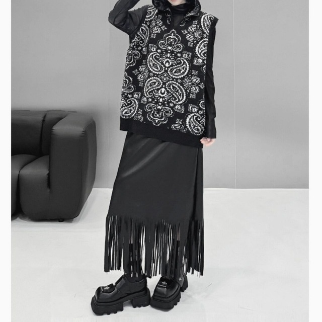 Paisley hoodie vest C0813