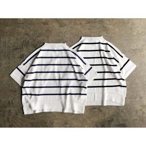 nicholson&nicholson(ニコルソン＆ニコルソン) 『ISLAND-ST』Whole Garment Cotton S/S Knit Pullover Border