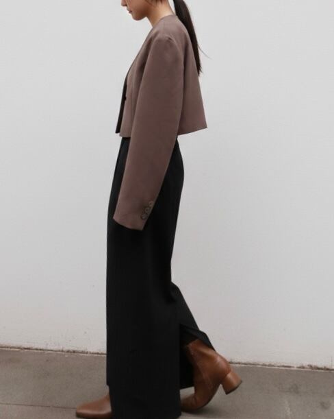 2way stripe long skirt | quūi