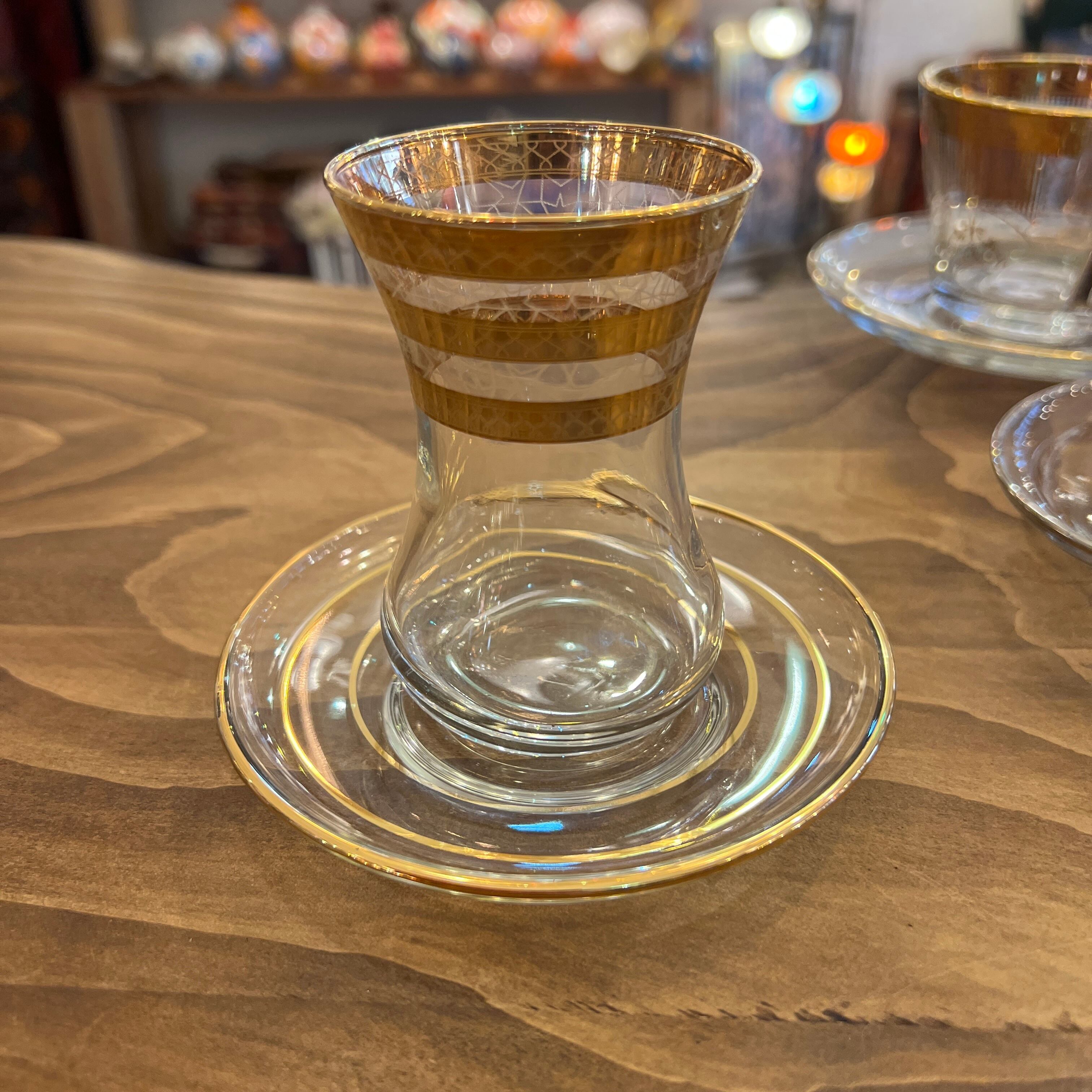 トルコ チャイグラスセット(シルバー 花柄) | トルコ製