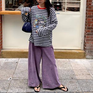 front print border long t-shirt　J00297