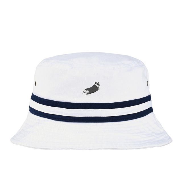 WIGGLE CLUB monochrome Bucket Hat - White-　[H0008]