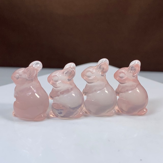 ローズクォーツうさぎさん大家族セット･お家