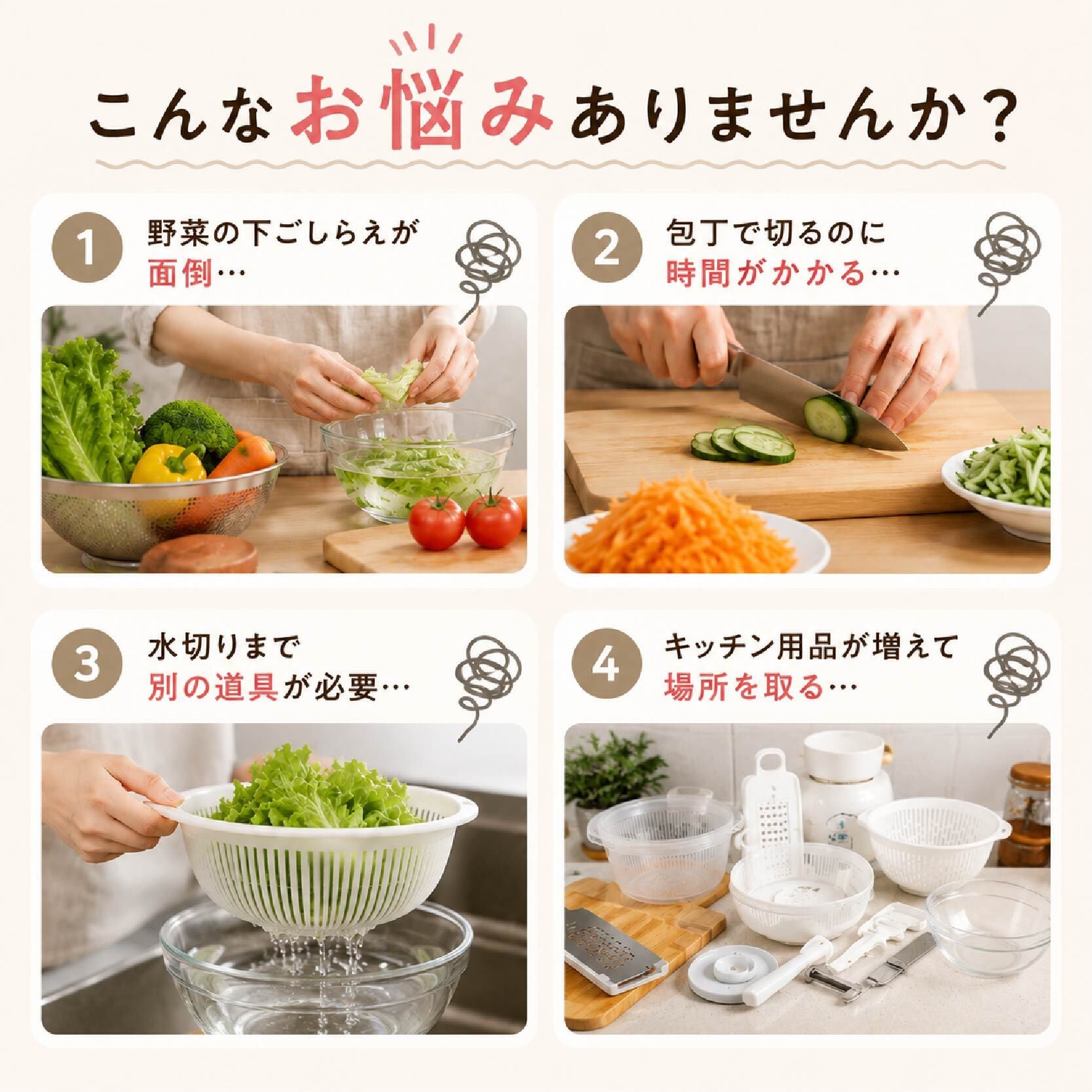 WT 702 . 千切り 水切り器 スライサー 多機能 野菜 サラダ おろし器
