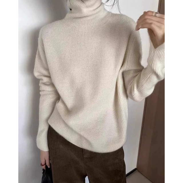 【ハイネックリブ長袖ニット】P01923