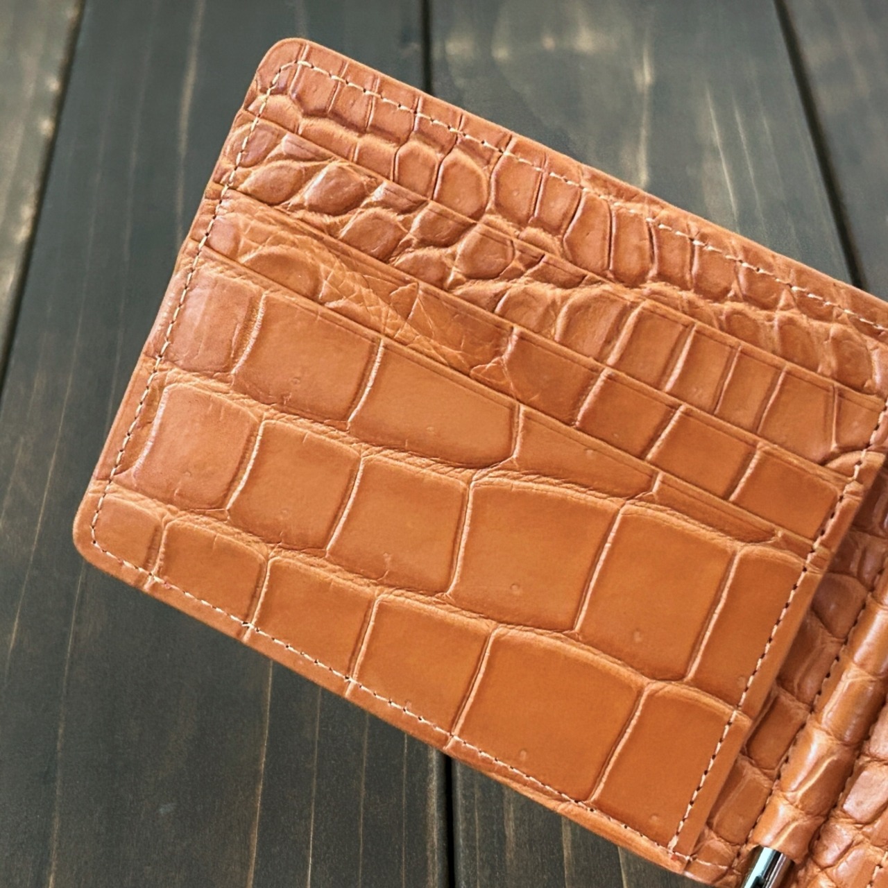 クロコダイル 無双 マネークリップ アンバー