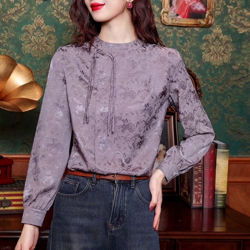 チャイナデザイン　ジャカードブラウス　2カラー　YS00079