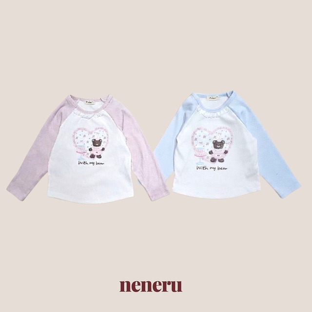 【取寄】neneru|heart bear tee|ハートベアTシャツ|12M-XL|kids|26 autumn