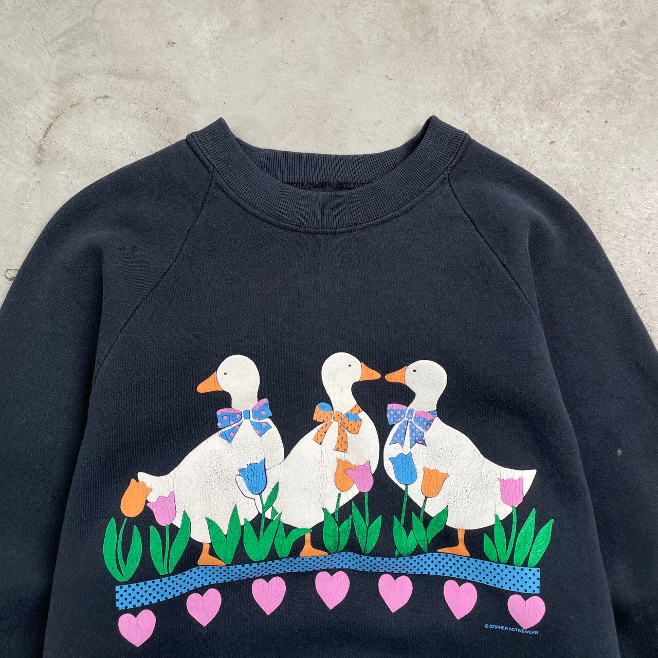 90年代 GOPHER ACTIVEWEAR アニマルプリント ラグランスウェットシャツ 