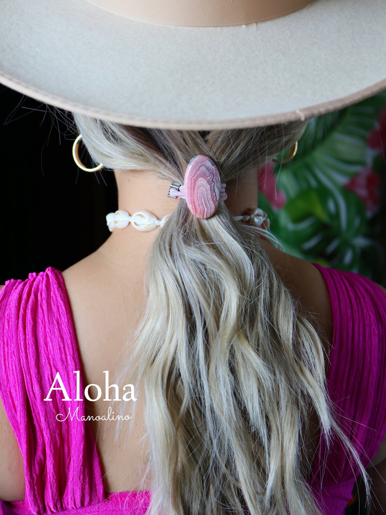 Rhodochrosite hair accessory(アルゼンチン産ロードクロサイトヘアゴム)
