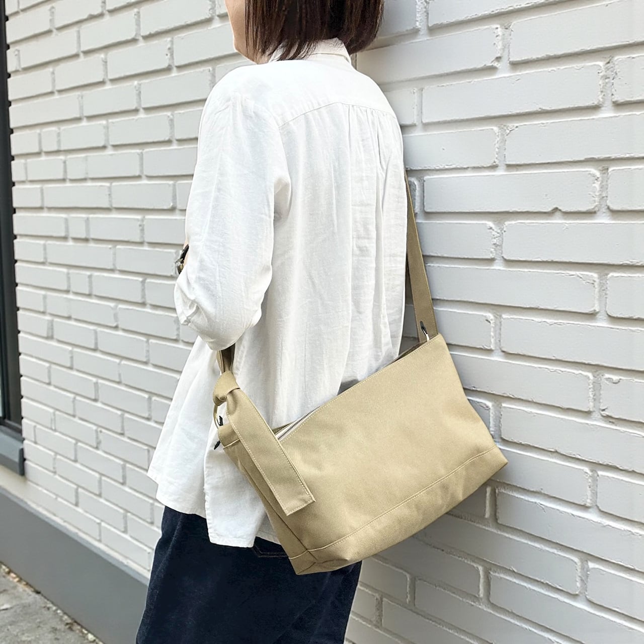 DRIFTER-S:ベージュ(コーデュラナイロン 撥水加工ナイロン素材ショルダーバッグ)<受注製作>