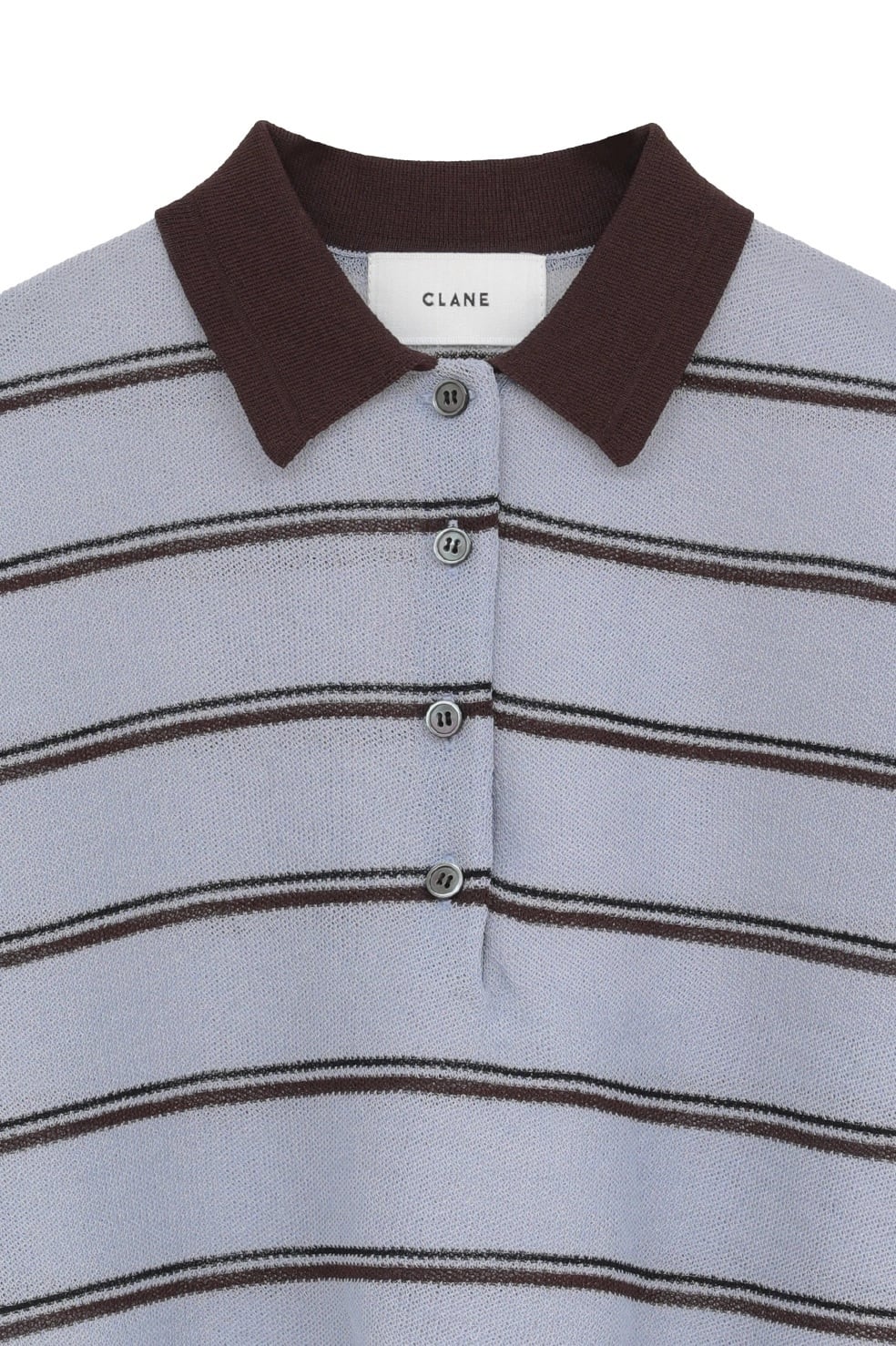 CLANE(クラネ) SPONGY SHEER POLO KNIT TOPS BLUE | サウスオレンジ