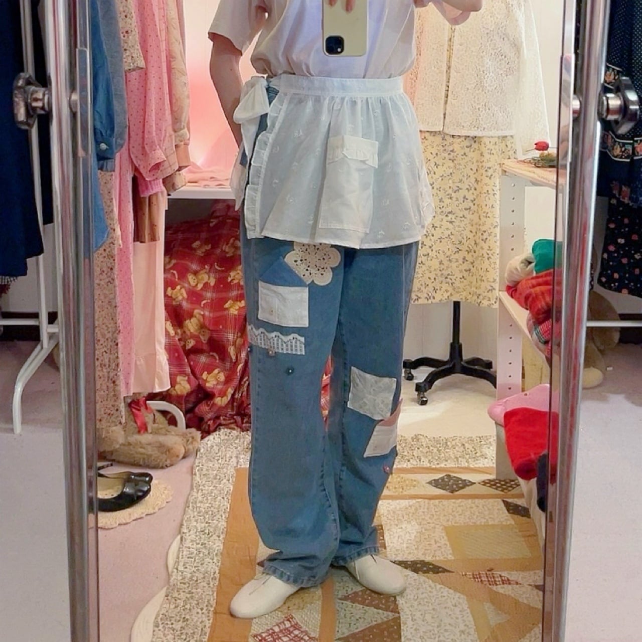 remake ✂︎ dwarf's house apron denim pants