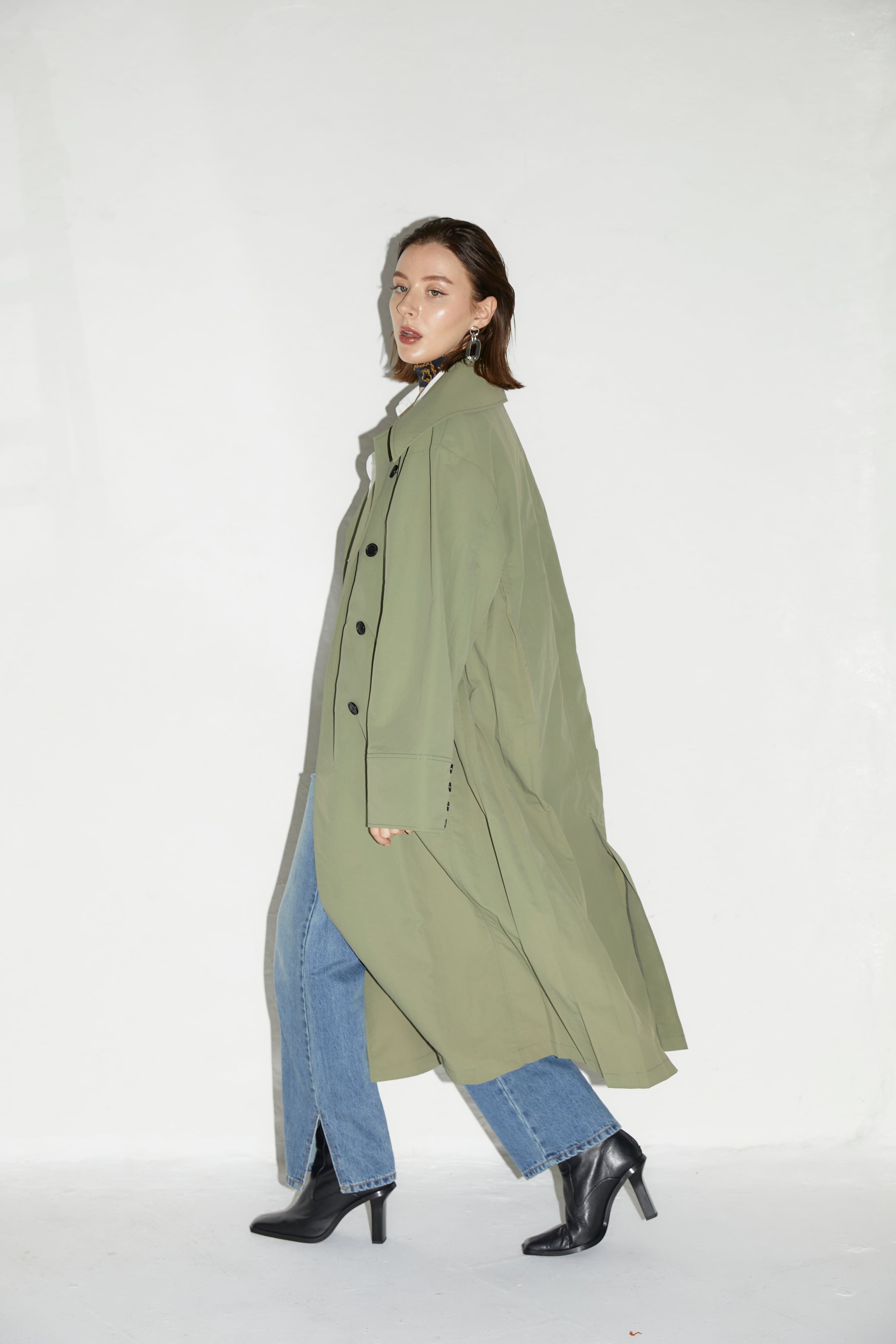Ciel Air シエルエアー バイカラーコート ガウンコート フリーサイズ Ciel Air シエルエアー バイカラーコート ガウンコート フリーサイズ