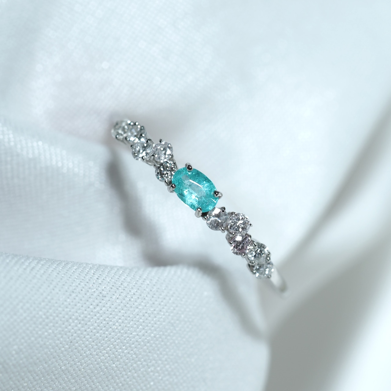 パライバトルマリン ブラジル産 リング 0.088ct D0.13ct pt900 Paraiba Tourmaline