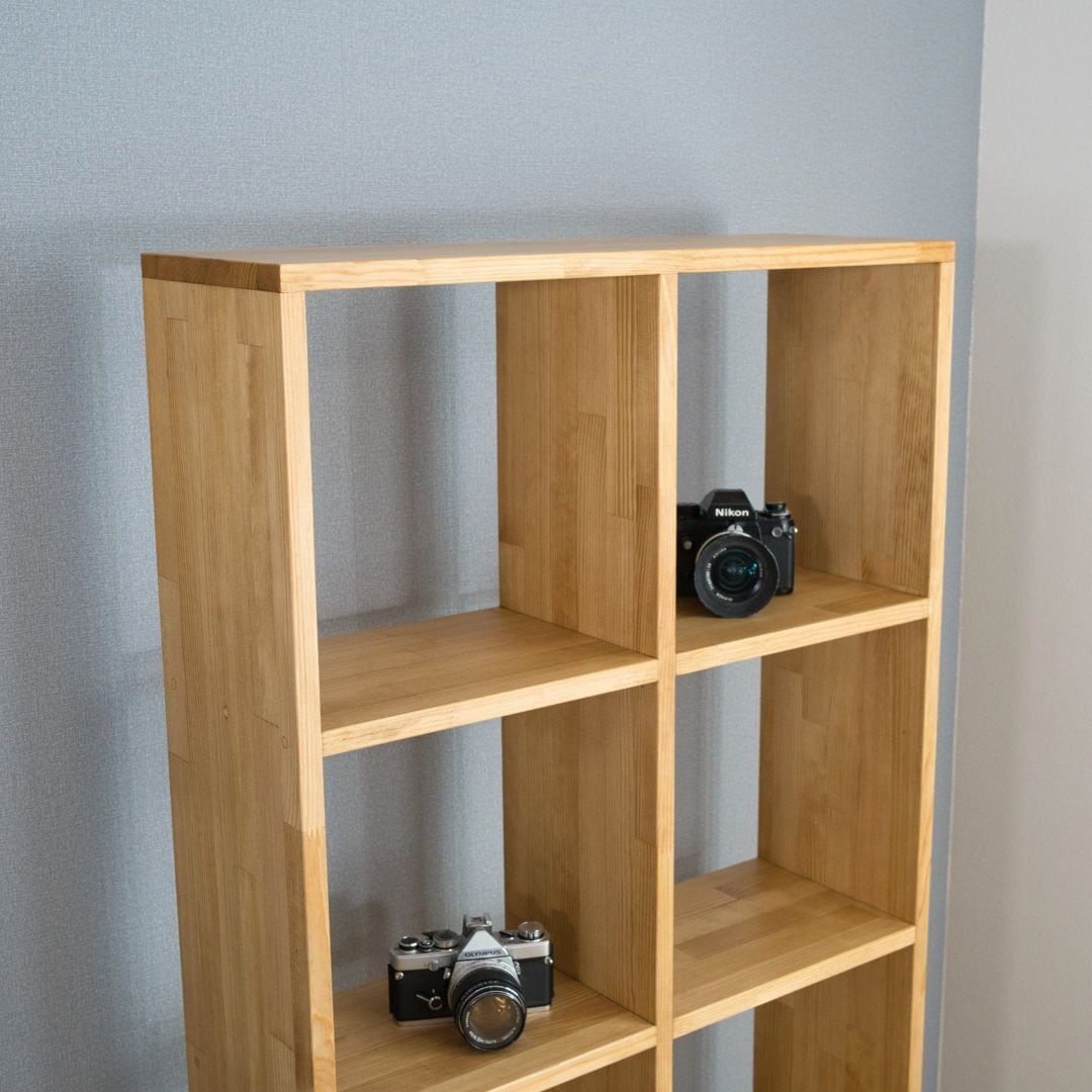 スリムマスシェルフ 30cm角 4×2タイプ｜選べる脚付き・木製収納棚