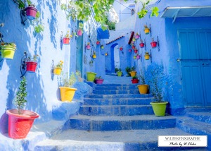【送料無料】A4～A0版アート絶景写真「モロッコ - シェフシャウエンの青い街 A」