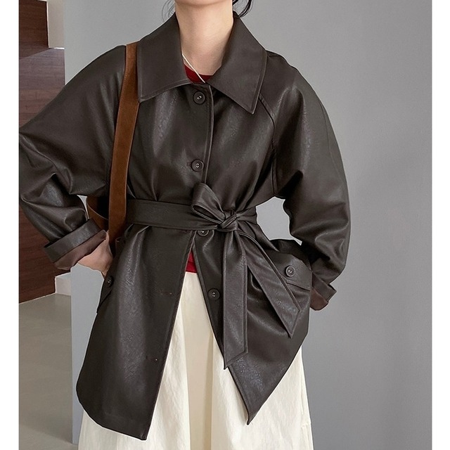 【 即納 】medium fake leather jacket　h-0040