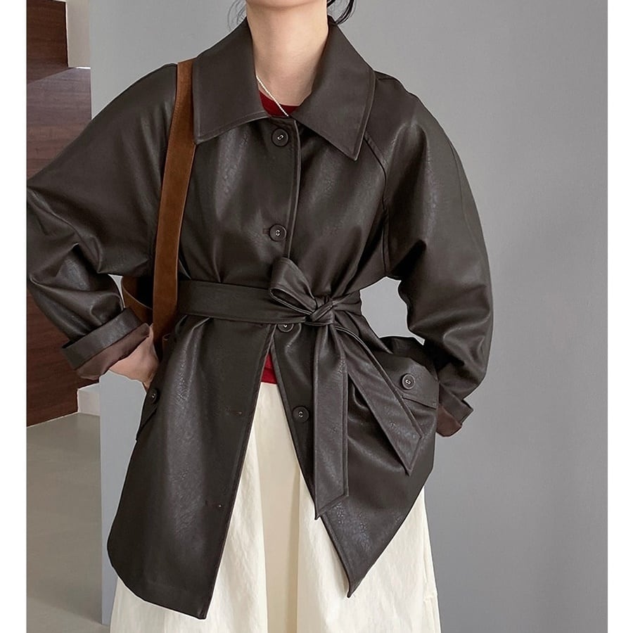 【 即納 】medium fake leather jacket h-0040