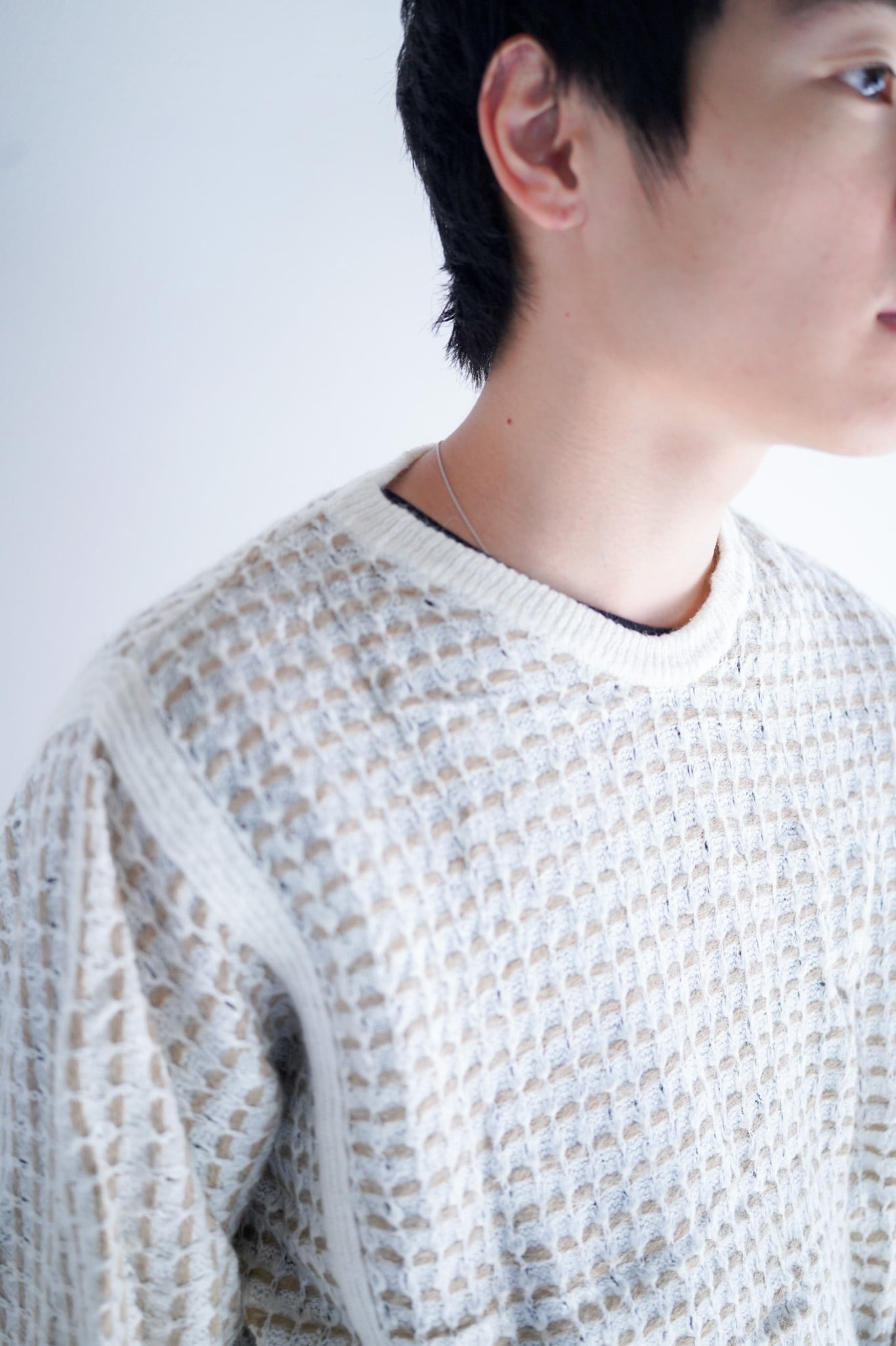 【1980s】"Italy, Unusual Weaving" Europe Knitting Sweater / 5-240