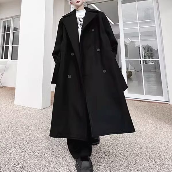 美品 Theory シルク ナイロントレンチコート ダブル ベルト 黒 ロング 美品ロングコート ダブル 黒 ベルト付き 2026年最新ロングコート 黒