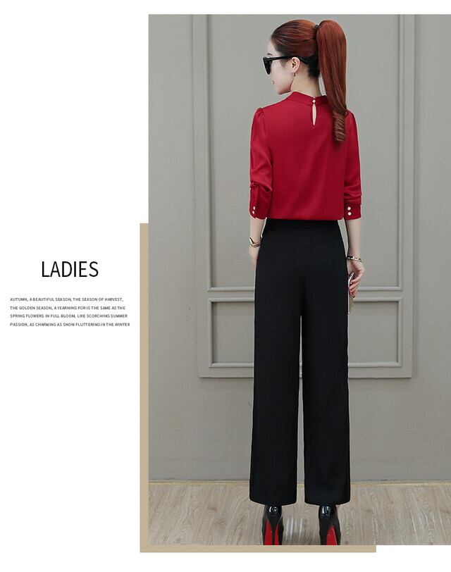 セットアップ レディース パンツセットアップレディース 袖パール シフォンブラウス 黒ワイドパンツ 上下レディースセットアップ大きいサイズ オケージョン 上品 フェミニン お呼ばれ 秋 冬 P6317 Kirari きらり