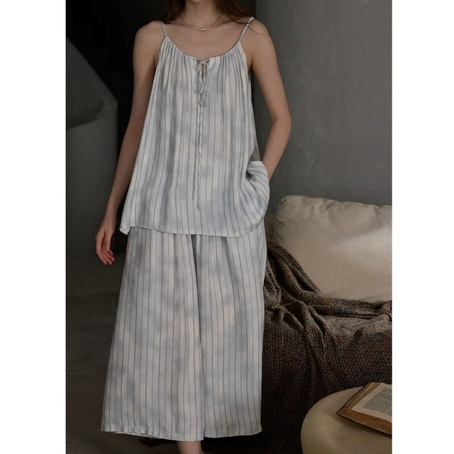 訳ありSALE【M-XL】stripe pattern summer pajamas p1694