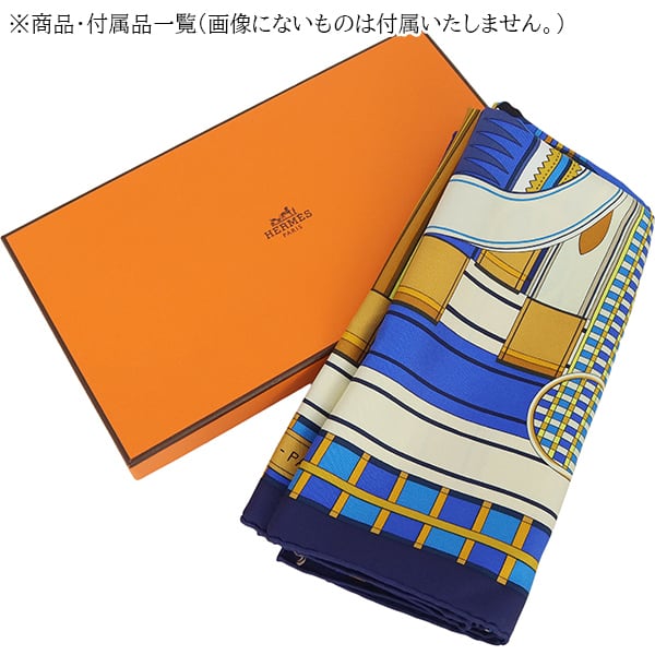 New HERMES エルメス カレ90 スカーフ ヴォルトエピルエット マリン