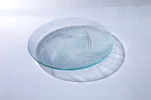 昭和型板ガラス「いちょう」　皿　円形　大（Φ180mm）