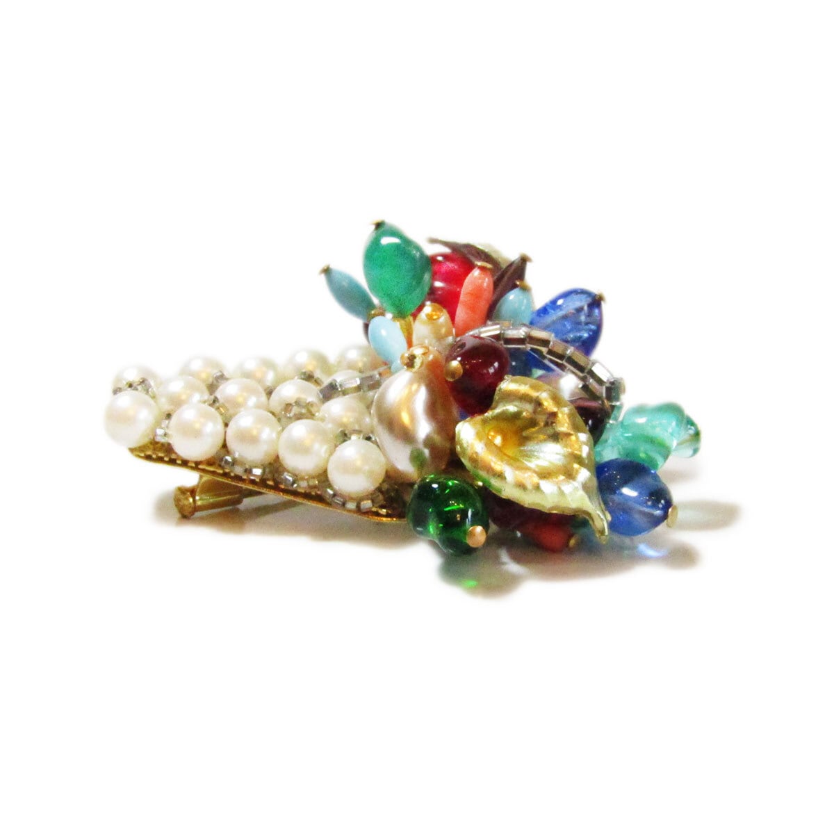 美品　Ornella オルネラ　パールブローチ　イタリア　コスチュームジュエリー Ornella オルネラ パールブローチ イタリア コスチュームジュエリー