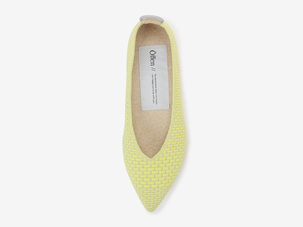 バレエシューズ offen plain rectangular pattern /Yellow plain rectangular pattern / YELLOW & KHAKI | Offen