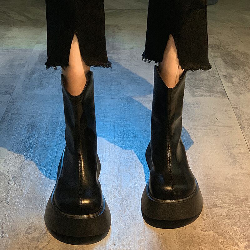 薄手ブーツオータムジッパースタンダードショート レトロ 靴 シューズ 秋物 フェイクシューズ957529232