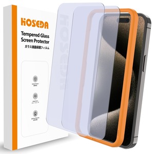 【人気】HOSEDA ガラスフィルム iPhone 15 Pro Max用 視力を保護 目の疲れ軽減 強化ガラス液晶保護フィルム 気泡なし 耐衝撃 高感度タッチ（6.7インチ アイフォン15 Pro Max 用）