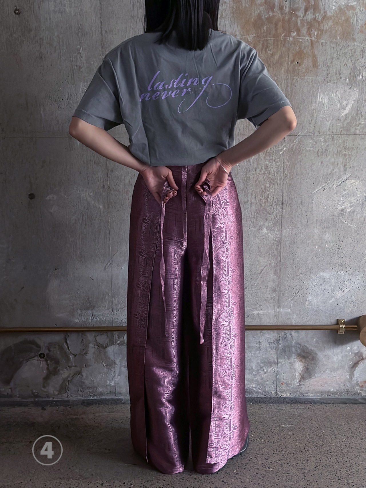 333 original/Embroidery silk wrap pants (BLUE)