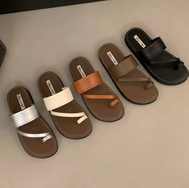 トング風デザインフラットサンダル　0049