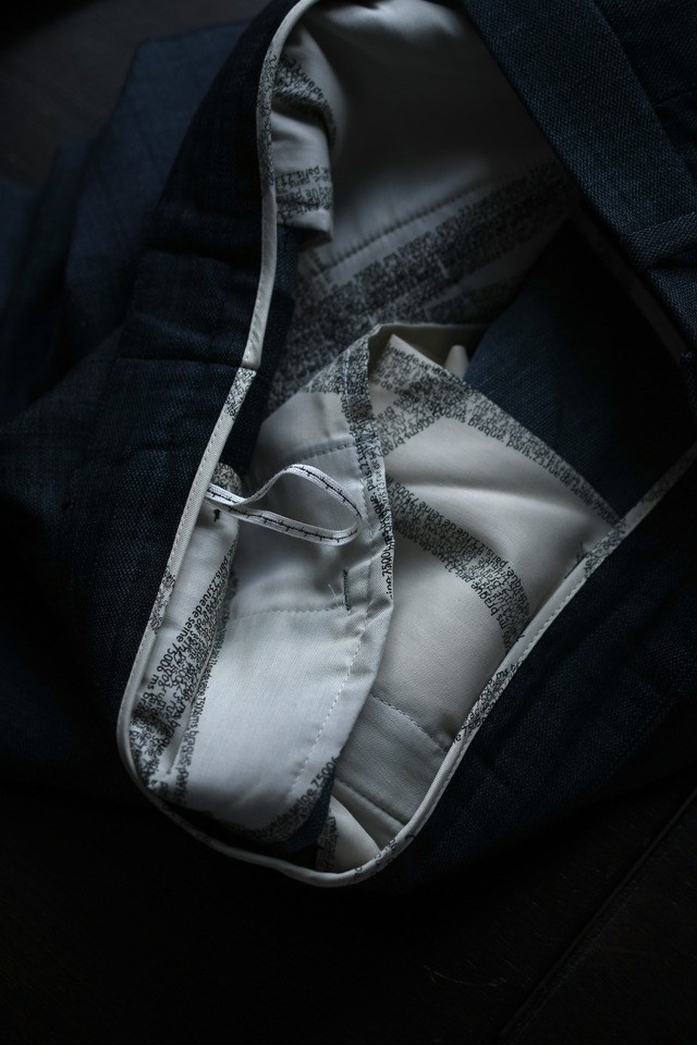 m’s braque / CROPPED TUCKED BAGGY PANTS (NAVY)